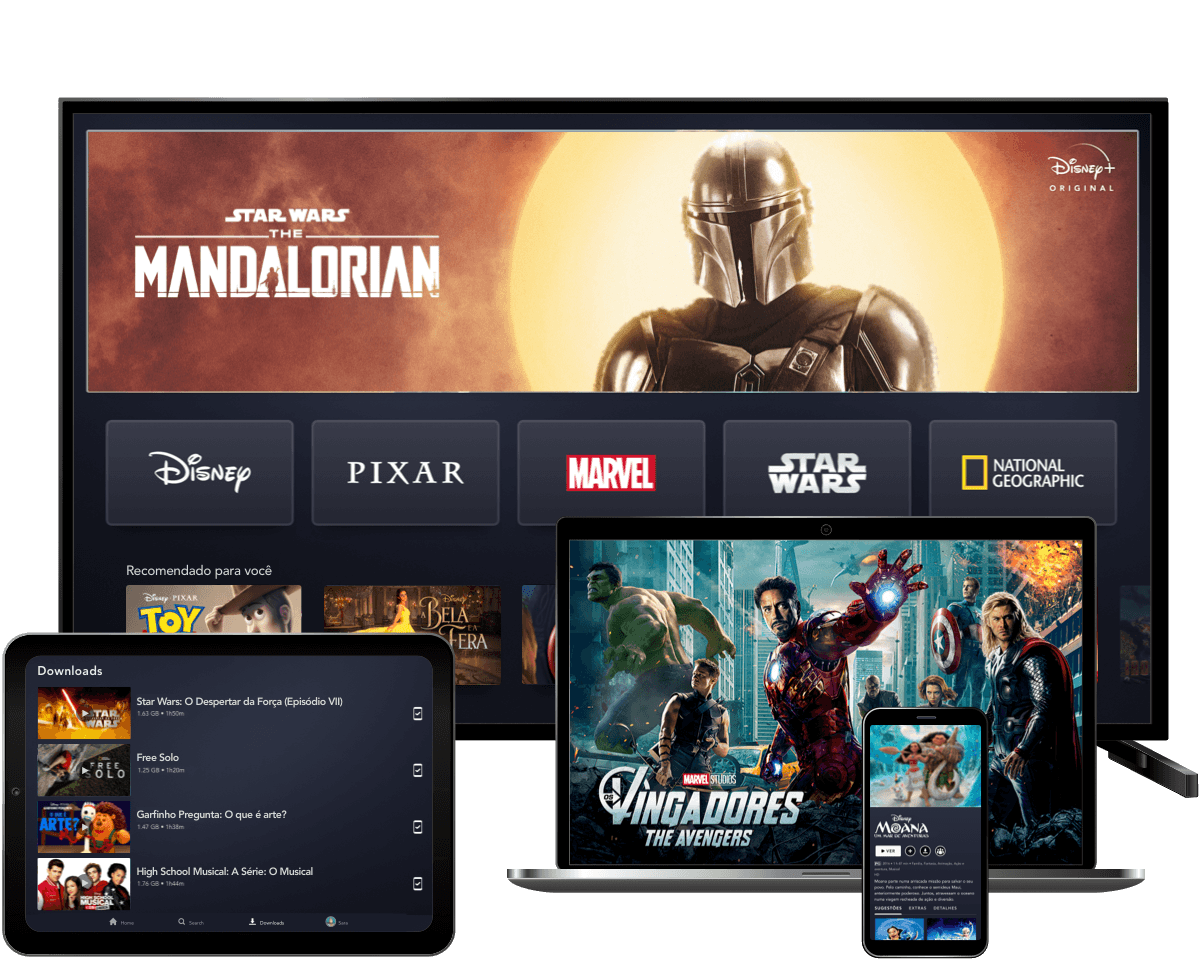 Imagem com TV, tablet, computador e celular.